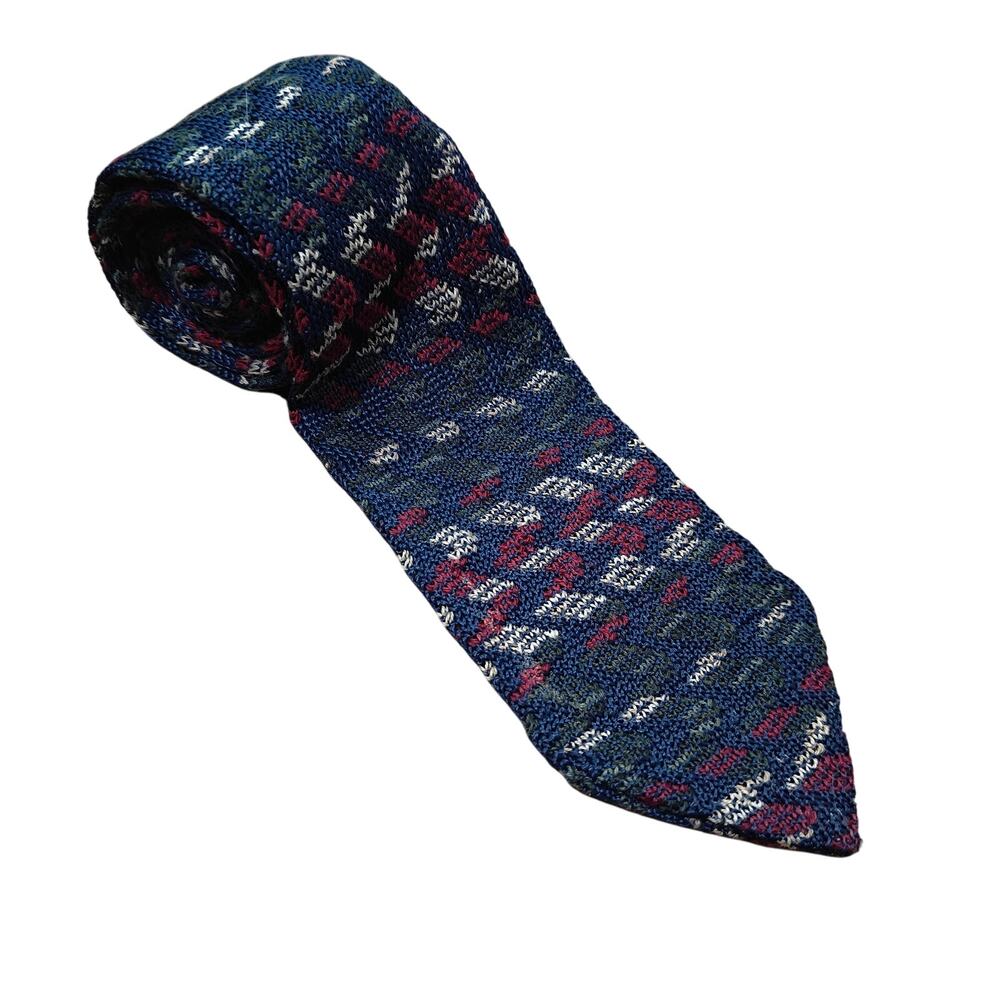 Rooster Tie Men's Knitted Style Short Narrow Tie Sweater Blue Red Green Cream